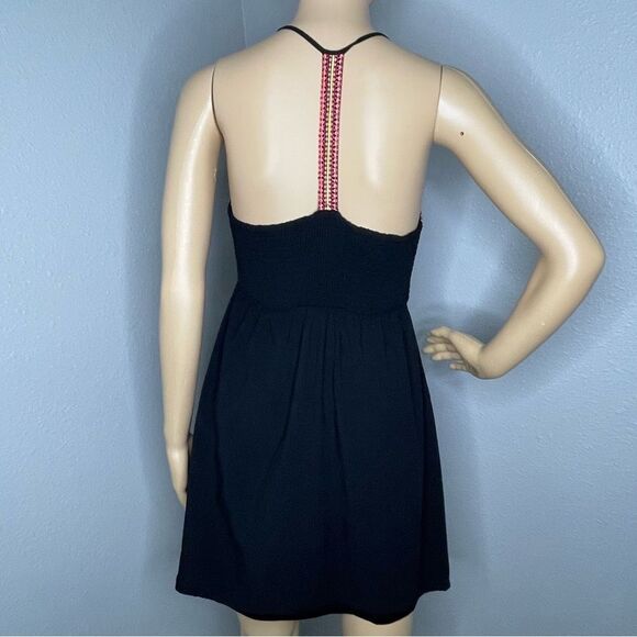 Dina Be Black V-neck Dress Spaghetti Straps Racerback Beaded Size Medium - Picture 5 of 14